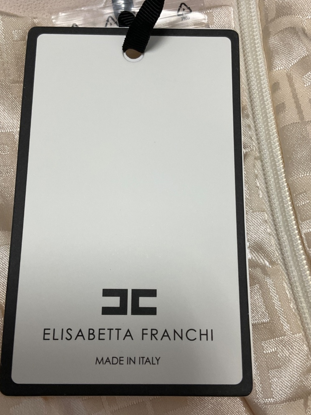 ELISABETTA FRANCHI MILK DOUBLE LAYER CREPE ZIPPED DRESS - Picture 5 of 5